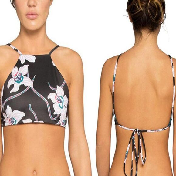 Tavik Women's Ryan High Neck Floral Bikini Halter Top Small - Picture 1 of 9